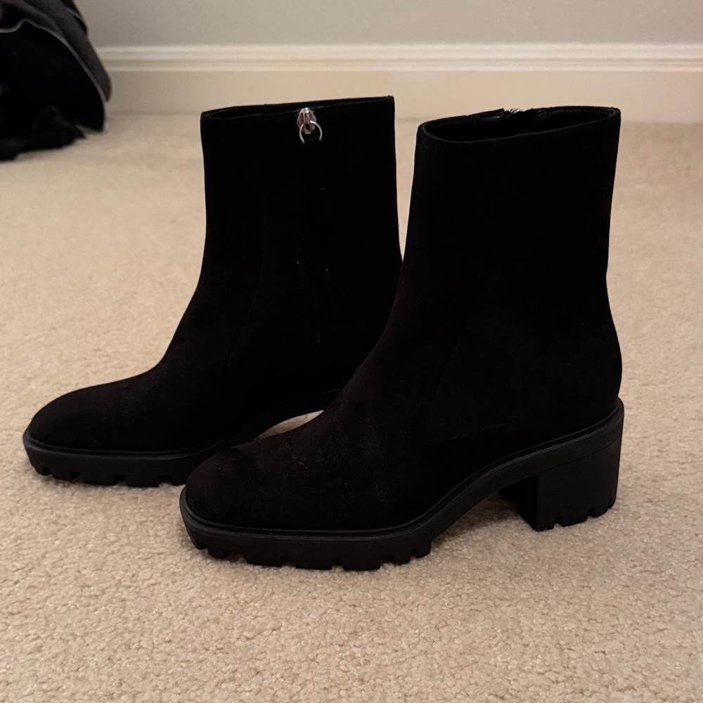 Zara Black Suede Like Ankle Booties